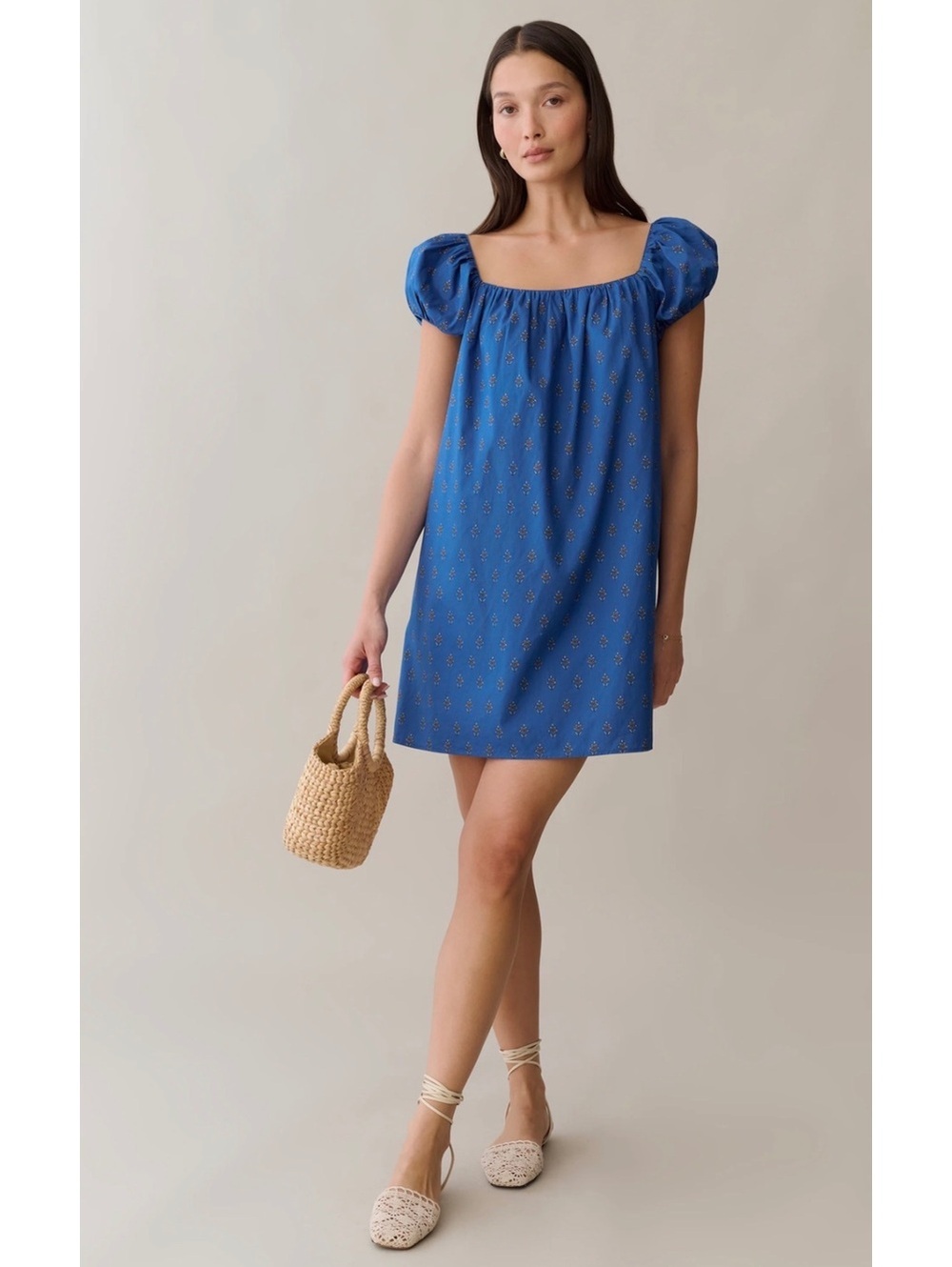 Kourt By Few Moda Nya Cotton Relaxed Mini Shift Dress Size XS Blue Bijou